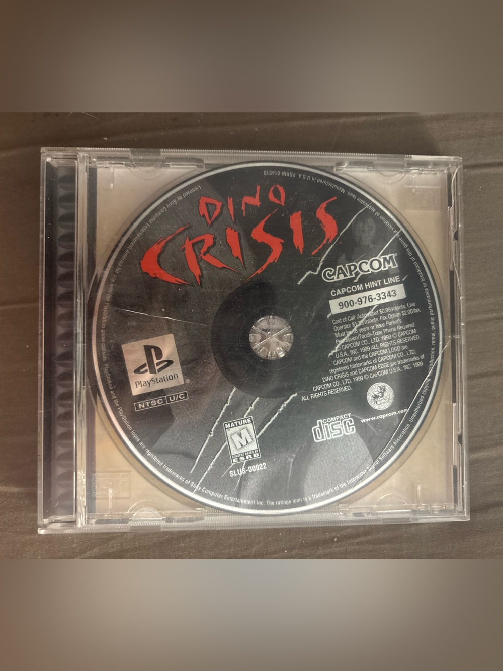Dino Crisis Capcom Sony PlayStation 1 PS1 Game Disc NTSC-U/C M Mature. Disc only